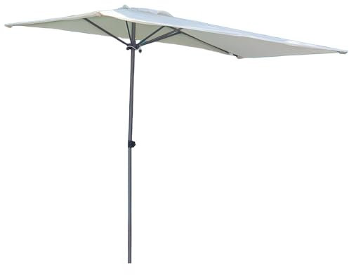 Sombrilla De Patio Exterior Semirrectangular | Parasol para Balcón, Jardín, Piscina, Espacios Pequeños contra La Pared(White,200x100cm)