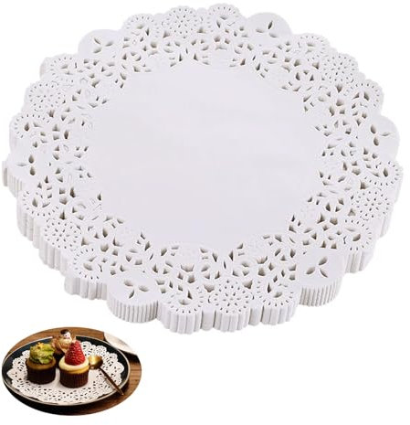 Jecdfs 200pcs Round Paper Doilies, 11cm Round Paper Placemats,tortenunterlage rund,für Hochzeiten, Geburtstage, Kuchen, Desserts, Tischdekoration, Einweg-Spitzendeckchen