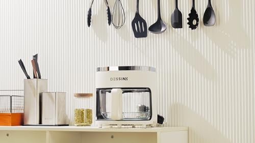 DESSINO Freidora de Aire Digital Sin Aceite 4,2L,Sin Precalentamiento y Desconexión Automática,Cesta de Cristal con Visión 360°,Pantalla Táctil,Capacidad 5-6 Raciones,6 programas,Limpieza Fácil,1300W