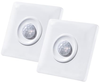 Clearhill 2PCS Motion Sensor Light Switch, 180 ° Human Infrared Occupancy Sensor Switch, Wall Mounted Installation in corridors, bathrooms, garages, Stairs, Adjustable delay