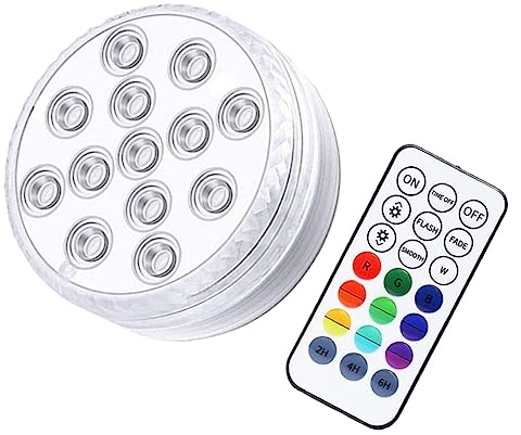 FUNOMOCYA 1 Satz Praktische LED Unterwasserlampe Kabelloses Wasserdichtes Badewannenlicht mit Fernbedienung und Magnet Saugnapf für Pool und Partys Batteriebetrieben
