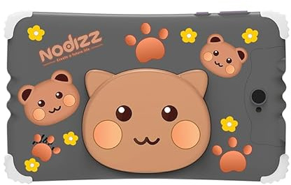 Nodizz Kids Tablet 7 HD, Android 15, 4GB RAM 64GB ROM, 3200mAh Battery, SIM Card Slot, Ages 2–12, Drop-Resistant Case, Educational Apps (Grey)