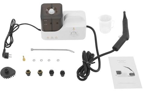 Pulitore a vapore 2600 W, 100 – 120 °C, temperatura del vapore, 3,5 bar, pressione 6 impostazioni di vapore, 1,4 l, pulitore a vapore per cucina, auto, WC