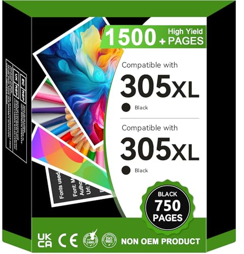 305XL Negro Cartuchos de Tinta para HP 305 Negro, para Cartuchos HP 305XL, 305 XL Tinta Impresora para DeskJet 2700, 2710, 2700e, 2720e, 2800e, 2820e, 4100e, 4120e Envy 6010, 6020e, 64xx