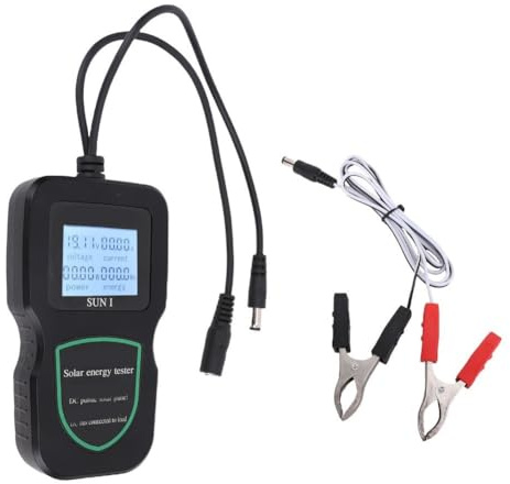 for Solar Tester Photovoltaic Panel Multimeter with 12-50V Voltage Range and 5W-500W Power Measurement for Mppt Modules, No Battery Required, LCD Display, Black