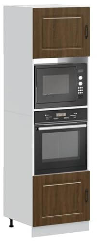 RMIHSJG Herdumbauschränke 2 Stück Kalmar Braun Eichen-Optik Holzwerkstoff mit verstellbaren Füßen und großer Stauraum für Backofen und Mikrowelle, platzsparendes Design