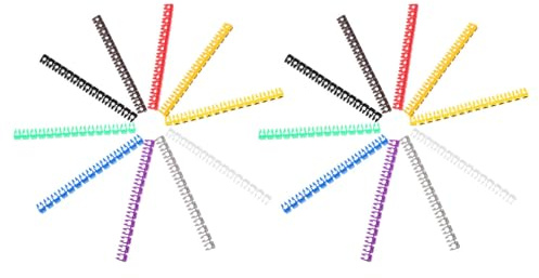 SHINEOFI Etiquetas para Cables Eléctricas 300 Piezas Números Codificados por Colores, Tubos Marcadores de Plástico Clip Seguro para Identificación en Hogar y Oficina