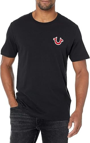 True Religion Men's Big Buddha Tee T Shirt, Black, L UK