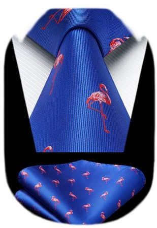 HISDERN Herren Krawatten Hochzeit Tiermuster Taschentuch Klassisch Business Krawatte und Einstecktuch Set