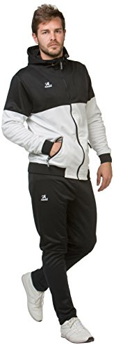 Asioka 183-189/17 Träningsdräkter med huva, Man, Vit/Svart, L