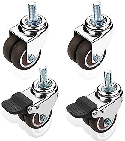 Zlovne Rollen für Möbel,Lenkrollen,Drehstuhl Rollen,aus Gummi,Hochleistungsweichgummi Zum Schutz Ihres Bodens - Schnell und Leise Rollend (2Swivel+2Brake,50MM-M12)