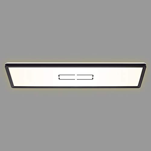 BRILONER Leuchten - LED Deckenleuchte Deckenlampe mit Hintergrundbeleuchtungseffekt 22 Watt 2.700 Lumen 4.000 Kelvin Weiß-Schwarz 580x200x29mm (LxBxH) 3394-015