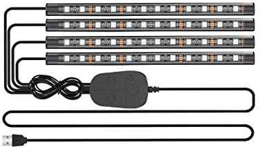 Luces Interiores para automóvil YiLaie con aplicación de actualización y Controlador, iluminación Impermeable para automóvil, luz Interior para automóvil con sincronización de música con Puerto USB