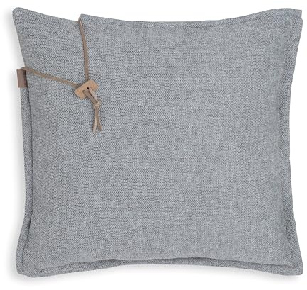 KNIT FACTORY - Imre Quadratisches Zierkissen - Grau - 50x50 cm | Sofakissen mit Füllung und Bezug - Couchkissen - Zierkissen - Dekokissen - Moderner Wohnstil