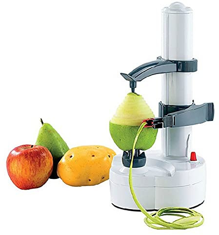 1PC Electric Spiral Apple Peeler Cutter Slicer Fruit Potato Peeling Automatic Battery Operated Machine with Charger,White