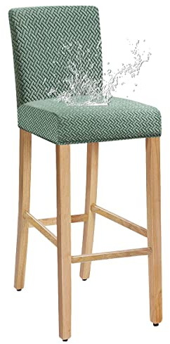 JUNZHE Stretch Barhocker-Bezüge, Stylische Einfache Reinigung Stuhlhussen für Bar Esszimmer Küche Restaurant(Bohnengrün,6er-Set)