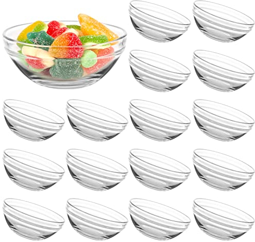SZUAH 16 kleine Glasschalen, 10,2 cm, kleine Schüsseln, 184 ml, stapelbare Glasschalen, Servierschalen für Dessert, Salat, Dips und Süßigkeitengeschirr, spülmaschinenfest
