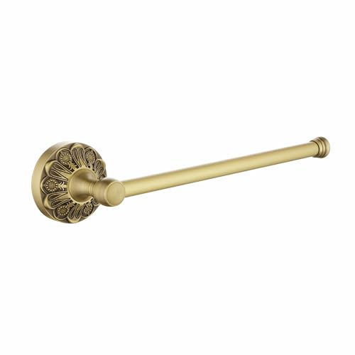 Lucyound Antique Brass Hand Towel Bar, 12 inch Open-Ended Small Towel Holder Wall Mounted, Vintage Gold Decorative Bathroom Accessories, Brass Petal-Relief Series
