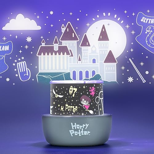 Luz de proyección Harry Potter - Producto oficial, lámpara de ambiente Hogwarts & Quidditch con escenas intercambiables, lámpara nocturna para pared y techo, funciona con USB o baterías