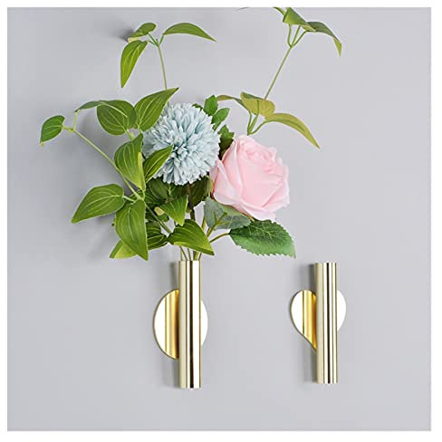 SISWIM Blumenampel Kreative Wand Blumentopf Einfache Stil Hängende Zylindervase Nicht perforiertes Wohnzimmer Patio Garten Dekoration Anhänger Wohnkultur Hängepflanztöpfe (Color : Gold Round Bottom)