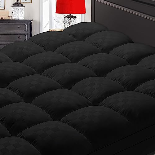 SameBed Mattress Topper King,Extra Thick Mattress Pad Cover for Back Pain,Cooling Mattress Protector with 8-21 Inch Deep Pocket,Overfilled Down Alternative Filling,Black