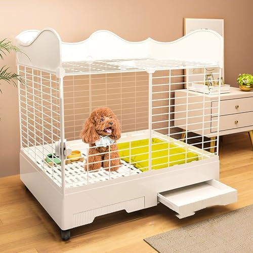 MMOU Hundekäfige Für Kleine Hunde Aus Kunstharz - Besonderes Indoor-Hundevilla-Welpengehege Mit Integriertem Hundezwinger, Auch Geeignet Für Katzen Und Kaninchen (Color : White)