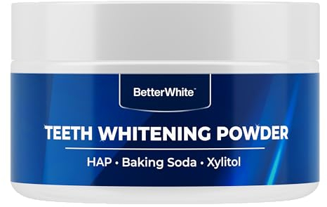 BetterWhite Teeth Whitening Powder - Dentist-Approved & Enamel-Safe | 6 Month Supply | Tea, Coffee, Wine & Smoking Stain Remover | Non-Sensitive Formula | Peroxide-Free | HAP, Baking Soda & Xylitol