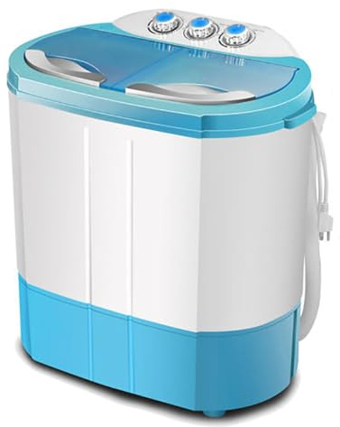 Portable Twin Tub Washing Machine,Washer And Spin Dryer Combo,Compact Dryer Laundry Washer,Total Capacity 4.5 KG, Lightweight and space-saving design,Features a 1300RPM powerful motor