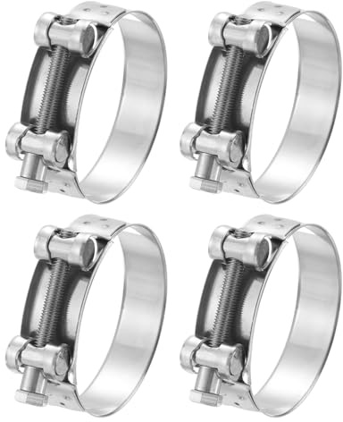 sourcing map 4Pcs T-Bolt Hose Clamp Working Range 80-85mm 201 Stainless Steel Intake Intercooler Clamps Adjustable Tube Clamps for Tubes Pipes