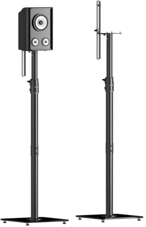 suptek Höhenverstellbare Lautsprecherständer, 866mm-1135mm Höhe Lautsprecher Standfuß mit Glassockel für Lautsprecher und Boxen bis 10 kg, 2er-Set Bodenständer Lautsprecher ständer, 1 Paar SFM001