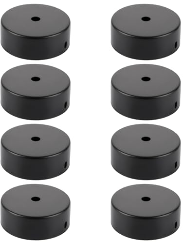 YAYODS 8 Stück Baldachin Lampe - ø 80 x 27 mm Deckenbaldachin Schwarz - Baldachin Lampe Schwarz - Kabelabdeckung Deckenlampe Rund - Metall Deckenrosette mit Zubehör für Pendelleuchten