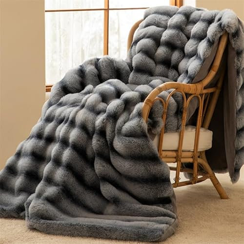 Kunstfelldecke Bubble Decke Fellimitat Decke Kuscheldecke Flauschig Flauschige Decke Fluffy Blanket Bubble Decke FüR Bett Sofa Kuscheldecke Casual Decke (Schwarz,100 * 160cm)