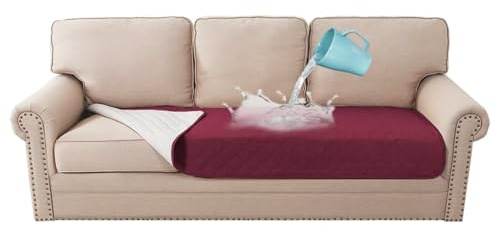 Gluhbirnen Sofaschutz Hund, Sofabezug Wasserdicht, Sofadecken für Sitzfläche, Sofa Überzug Wasserdicht, Sofaüberwurf, Geeignet für Kinder, Haustiere, Hunde, Katzen, Burgund, 187 * 88CM