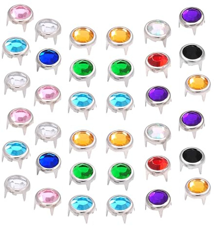 100 piezas de 8 mm con diamantes de imitación redondos de cristal de colores para ropa, remaches de cuero, tachuelas de tela de metal para zapatos y bolsas