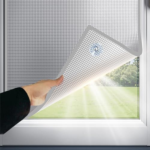 Sonnenschutzfolie Für Glasfenster 8mm Doppelte Aluminiumblasen-isolier Fensterfolien UV-Schutz Sonnenschutzfolie Mit Saugnäpfen Für Das Heimbüro,Garage(75x150cm)