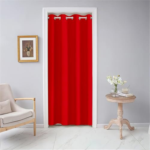 Odot Blackout Thermal Insulation Single Curtain - Modern Partition Curtain for Closet, Window, Bedroom - Solid Color, 1 PANEL (47x70.8,Red)