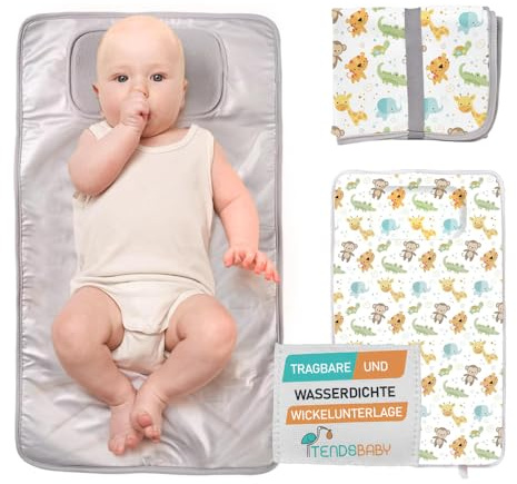 TENDS Matelas à langer portable pour bébé – Matelas à langer pliable et imperméable pour voyage como nouveau-né, accessoires utiles – Cadeau de naissance parfait pour bébé et fille – Matelas à langer