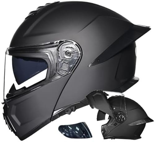 Klapphelm Modularer Motorradhelm Mit Schwarze Gläser ECE Zertifiziert Doppelte Linse Fullface Helm Herausnehmbares Innenfutter/Ohrpolster Schnellverschluss-Schnalle M-3XL 57-66CM