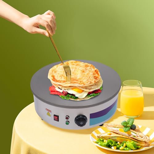 2800W Crepe Maker Durchmesser 45cm Professionelle runde Crepe Pfanne Edelstahl Crepe Eisen für Pfannkuchen Speck Pfannkuchen Omeletts Kartoffelkuchen