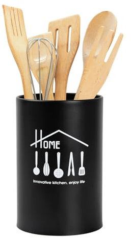 YILANJIN Portautensili da cucina, in acciaio inox nero, portaposate in metallo per riporre stoviglie, utensili da cucina, per controsoffitti, soggiorno, sala da pranzo