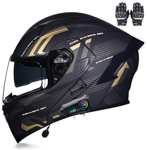 Beyswage Motorradhelm Klapphelme Integralhelm klappbar mit Bluetooth Doppelvisier, Herausnehmbares Futter, ECE-Zertifizierter Motorbike Helmets für Erwachsene Herren Damen M-XXL(55-62CM)