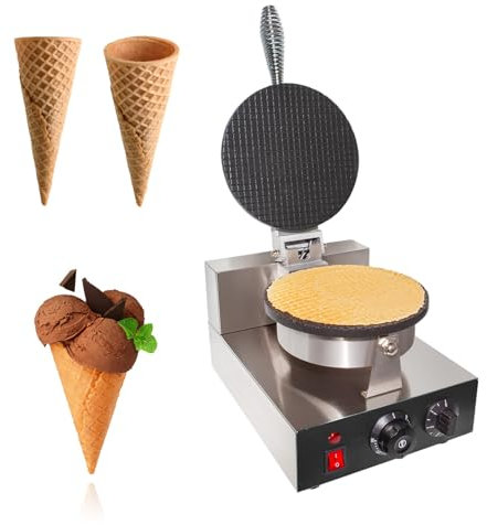 MáQuina Para Hacer Conos De Helado - MáQuina Comercial Para Hacer Conos De Waffle De 1200 W | MáQuina Para Hacer Conos De Huevo De Acero Inoxidable Con Control De Temperatura Y Tiempo,Single-220V