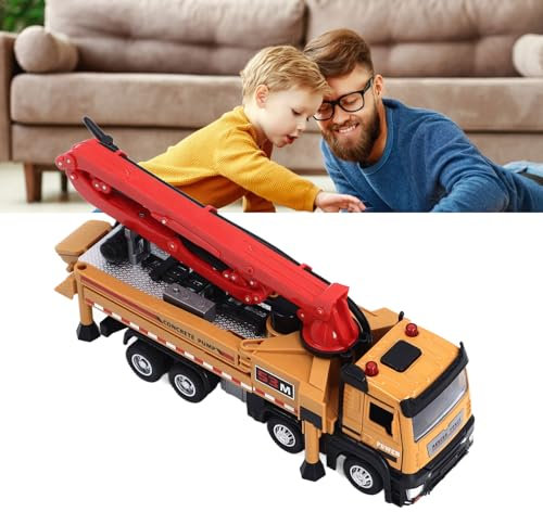Gonetre 1:32 Scale Alloy Concrete Pump Truck Toy, Electric Concrete Truck, Battery Engineering Vehicle High Simulation Improve Coordination Construction Vehicle Model For Kids Boys