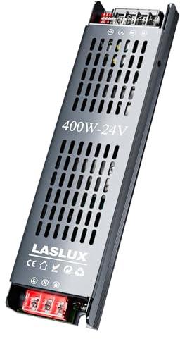 Alimentatore LED 24V 400W Ultra Sottile Dimmerabile 4 Livelli, Trasformatore 220V AC a DC 16.6A, Driver LED a Tensione Costante per Striscia (24V, 400, Watt)