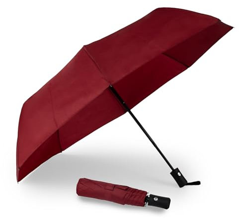 BESCH Paragua Plegable Automatico Abrir y Cerrar Antiviento Tela con Protección Rayos UV 99/UPF 50 - Paraguas de Bolsillo Multiusos para lluvia y Solar