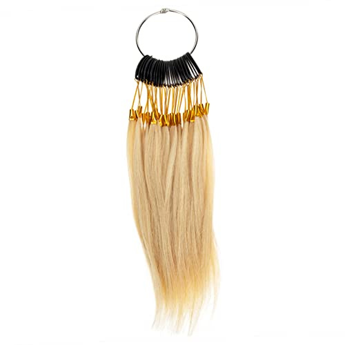 Beavorty Nuancier Cheveux Humains Lisses 30 Mèches 9 Teintes Kit de Test Coloration Capillaire Salon École Anneaux Inox pour Professionnels et Apprentis