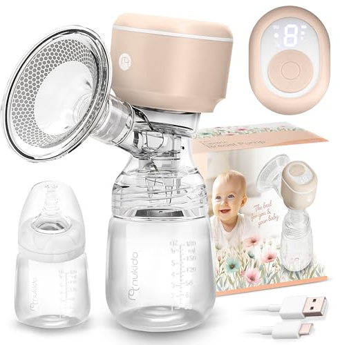 Nukido Tiralatte Elettrico 3 Modalità Portatile Indicatore LED Senza BPA Silicone Beige Bianco