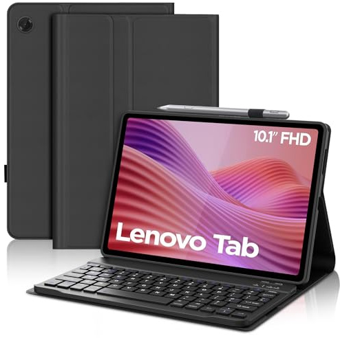 IVEOPPE Keyboard Case for Lenovo Tab 10.1 inch 2025, Case Keyboard for Lenovo Tab 10.1'' 2025, Cover with Magnetically Detachable Keypad, Black