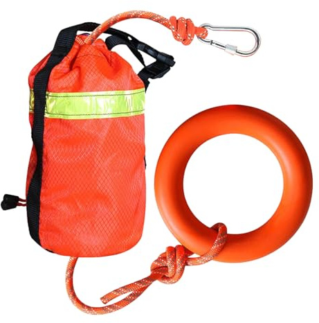 Bolsa de rescate acuático, cuerdas de rescate flotantes de 16 m, accesorios profesionales de rafting con anillo de mano, equipo de seguridad para pesca, natación, aguas bravas