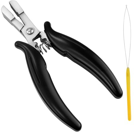 1 Stück Schwarz Bonding Löser für Extensions mit 1 Kunststoff Empfänger,Stainless Professionelles Haarverlängerungswerkzeuge Zange,Bonding Löser für Salon Extensions